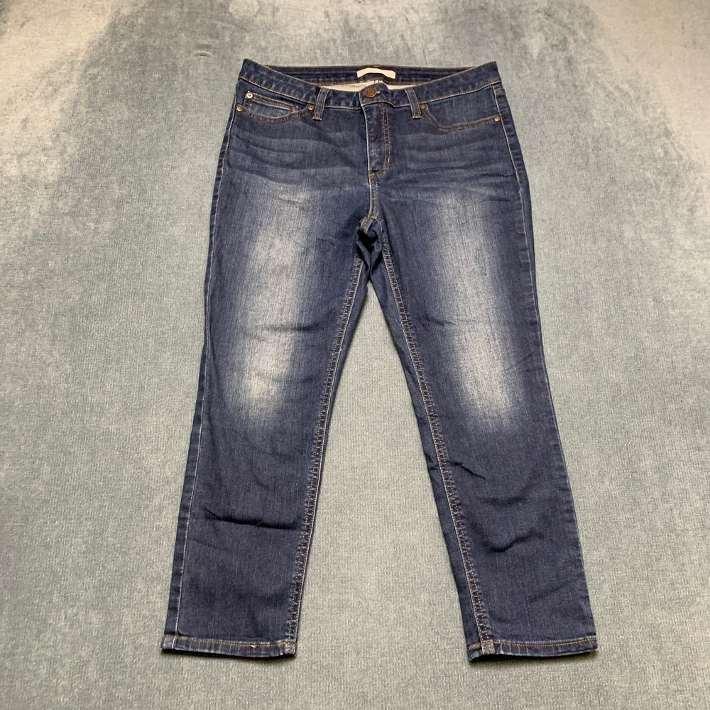 LC Lauren Conrad Cropped Skinny Jeans Womens 14PS Blue Denim Mid Rise 5 Pockets